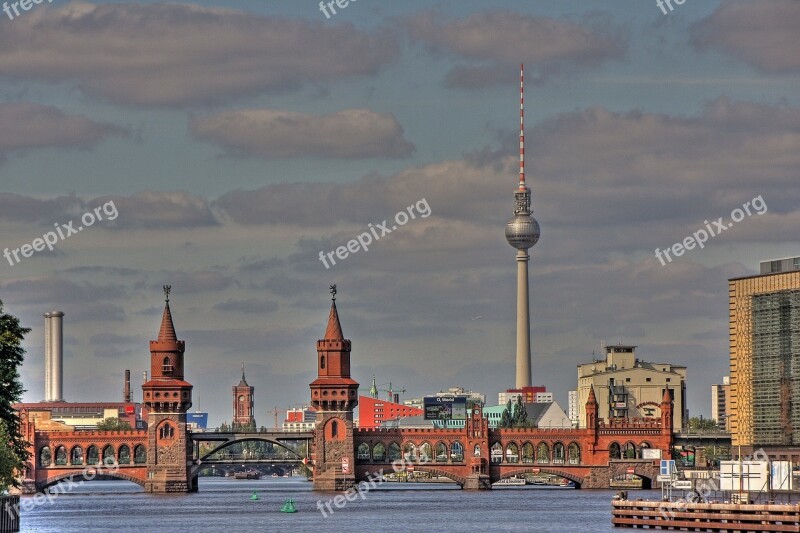 Treptow Bridge Tv Tower Berlin Capital