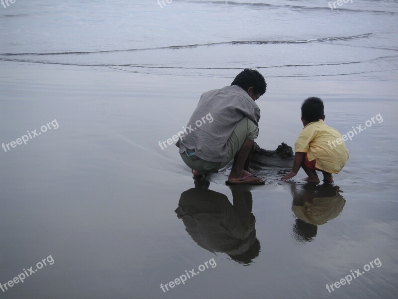 Human Beach Sea Father Son