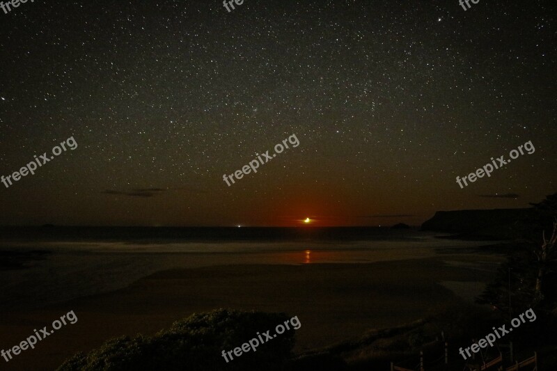 Stars Cornwall Night Bright Beach