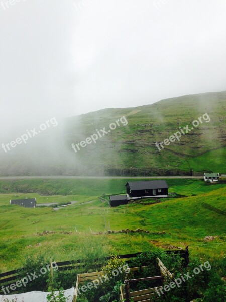 Faroeislands Fog Faroe Nature Green