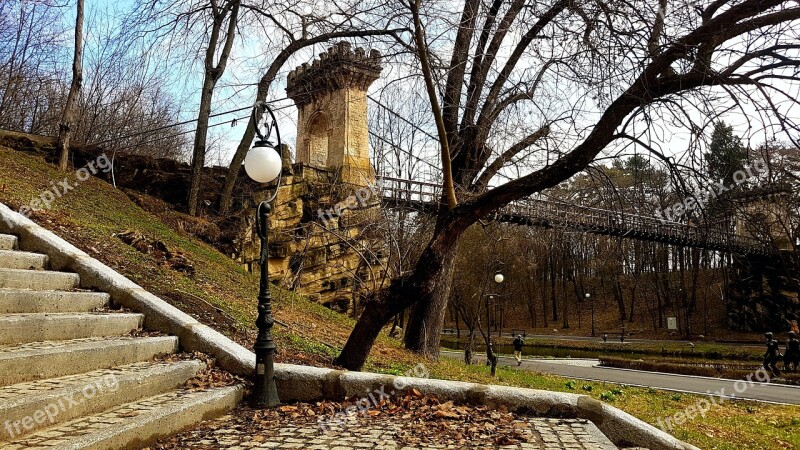 Craiova Bridge Park Stairs Lamppost