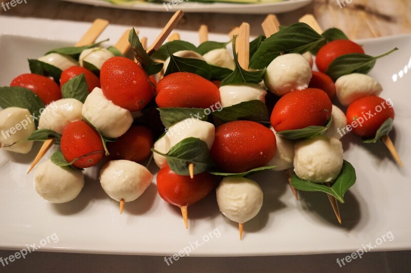 Tomatoes Mozzarella Skewers Eat Delicious