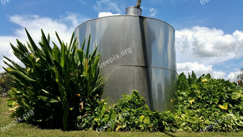 Water Tank Plant's Metallic Sky Free Photos