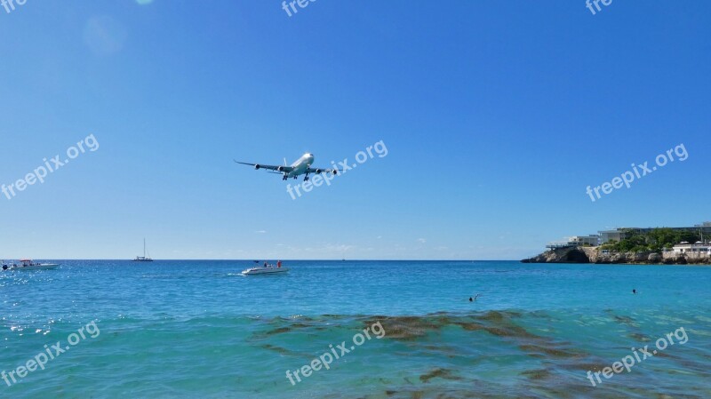 Caribbean St Maarten Maho Beach Aircraft Sky