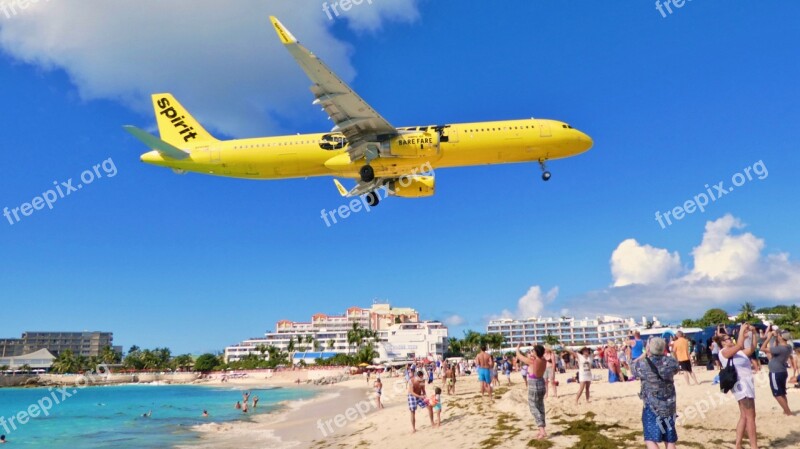 Caribbean St Maarten Maho Beach Aircraft Sky