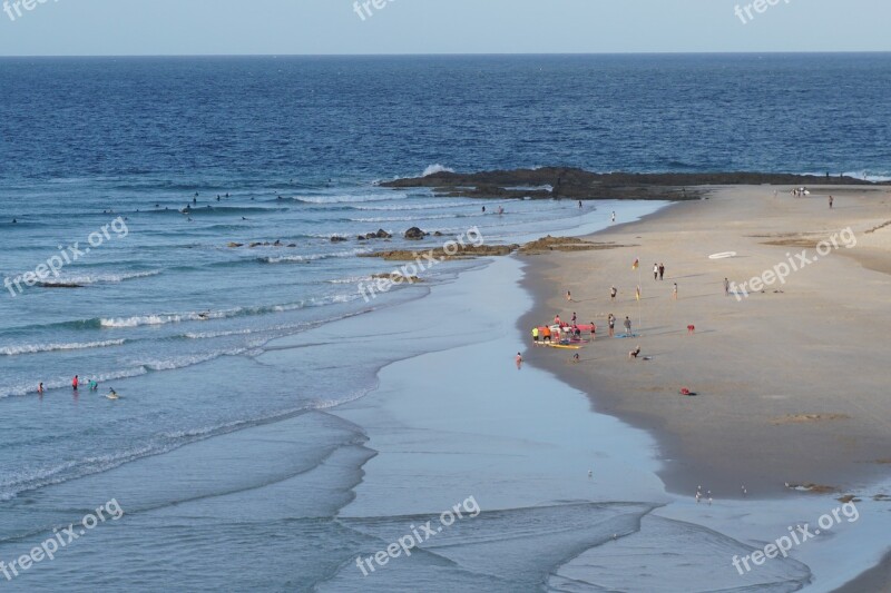 Beach Surfers Sand Waves Surfboard