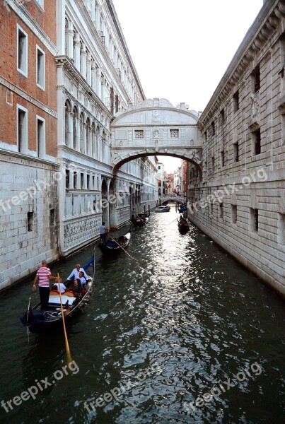 Bridge Of Sighs Venice Channel Bridge Gondola