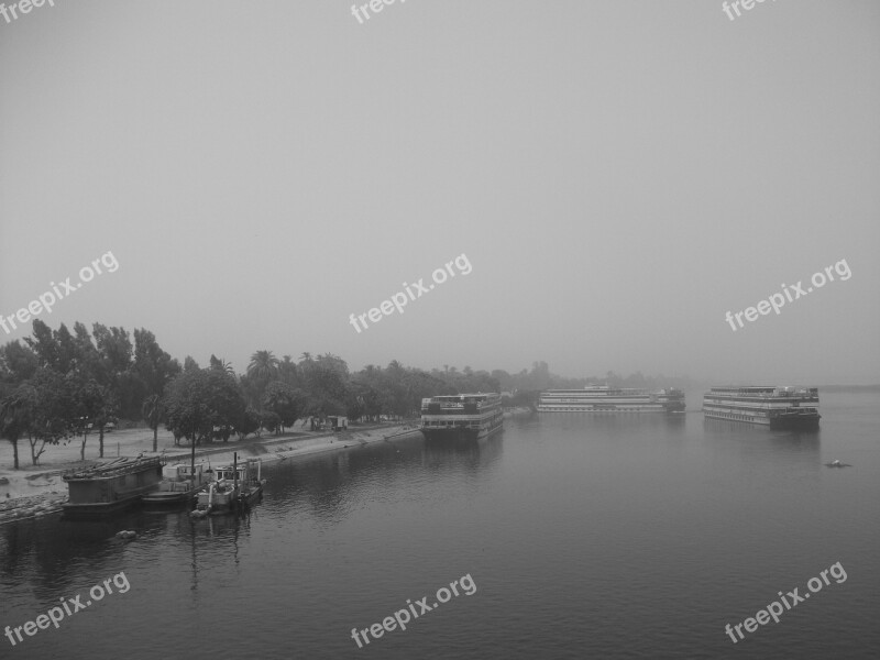 Black And White Riverscape River Transport Vintage Photography River Bank Tourist Boats