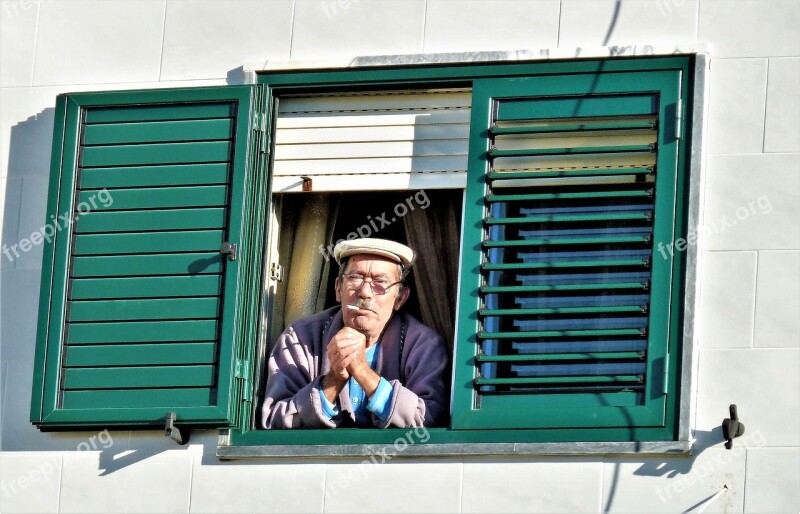 Window Shutters Peep Smoking Unhealthy