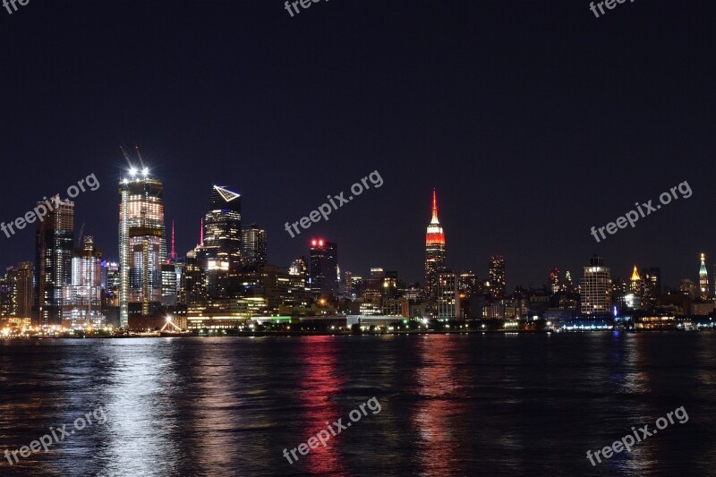 New York City Skyline Night New York City Skyline Urban