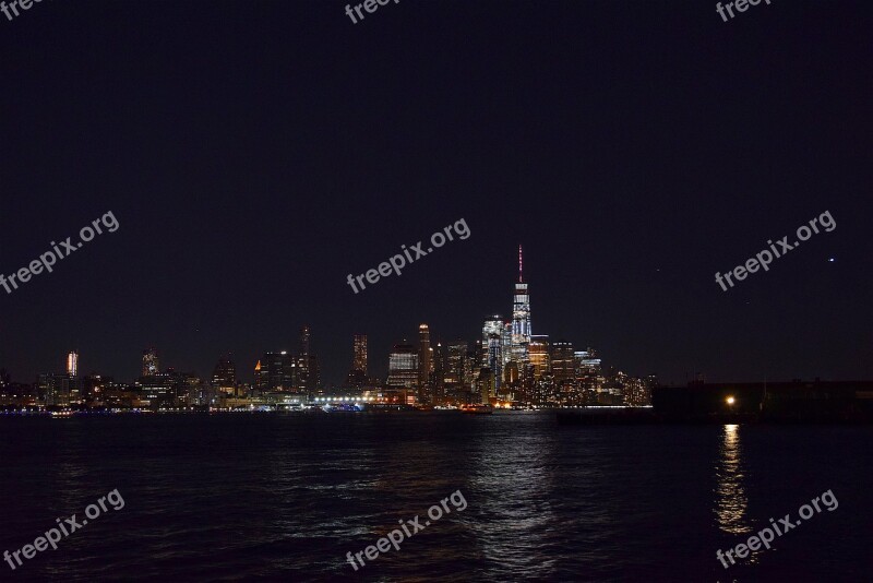 New York City Skyline Night New York City Skyline Urban