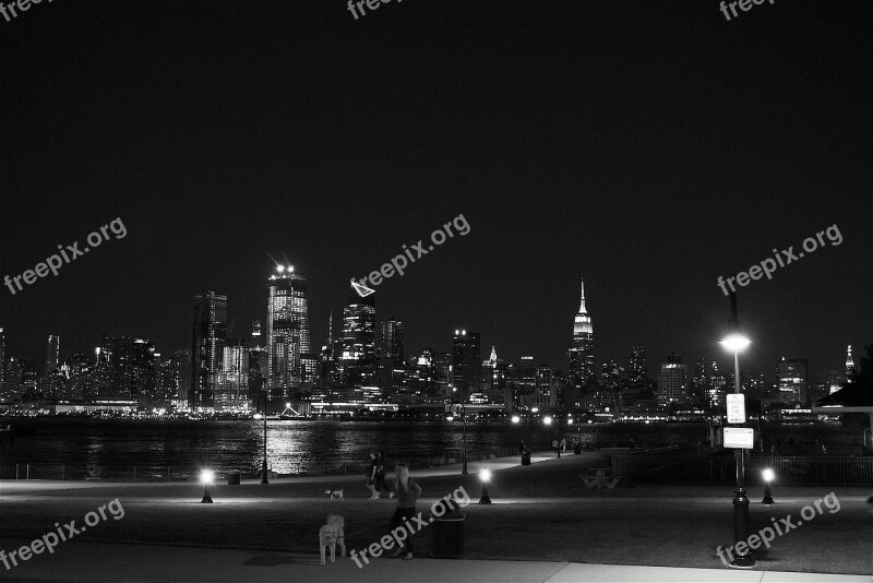 New York City Skyline Night New York City Skyline Urban