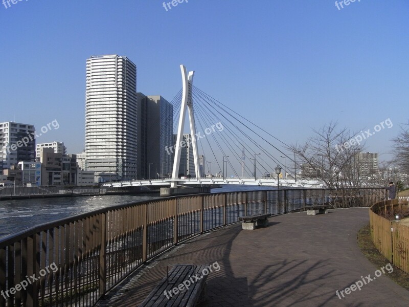 Tsukishima Walks Waterfront Winter Sky Free Photos