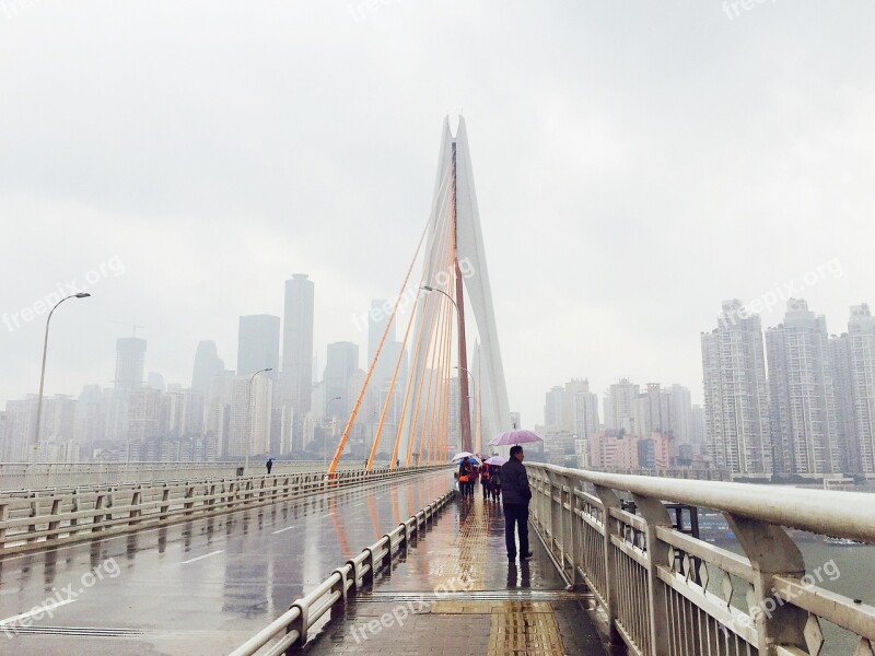 China Chongqing Bridge Fog Free Photos