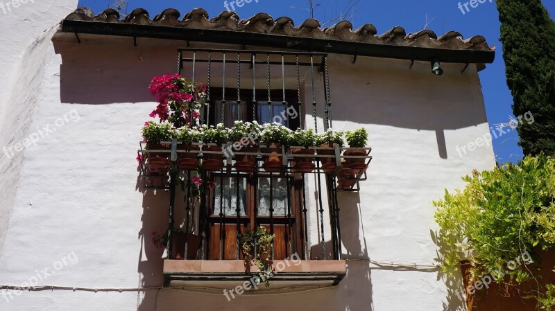 Balcony Flowers Shutters City Building