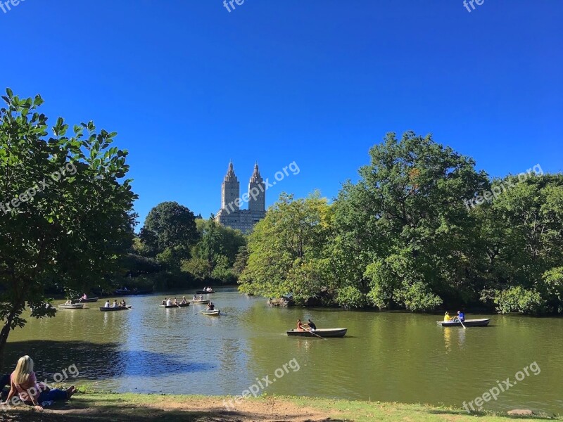 Park Lake Woman Boats People