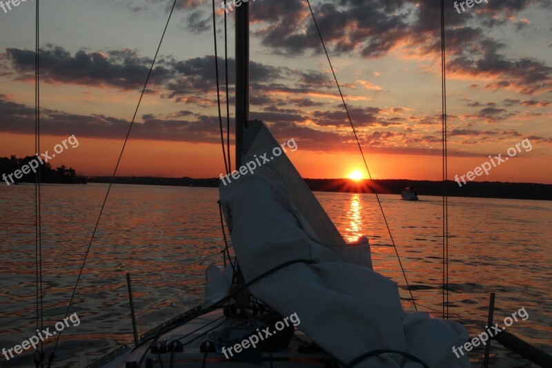 Sunset Clouds Sail Sky Sun