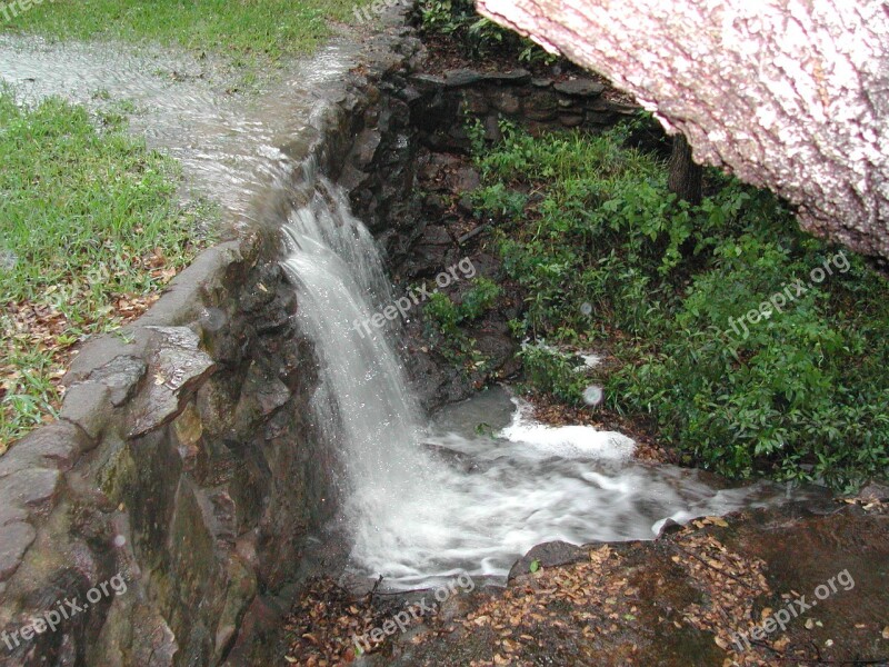 Waterfall Rain Water Nature Landscape