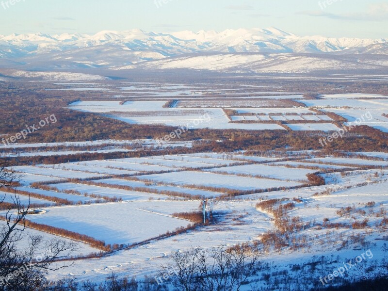 Fields Land Winter Snow Nature