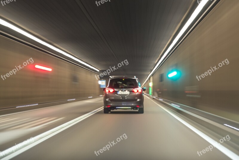 Car Driving Tunnel Lights Driving Car