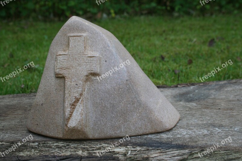 Cross Soapstone Mourning Memorial Stone Commemorate