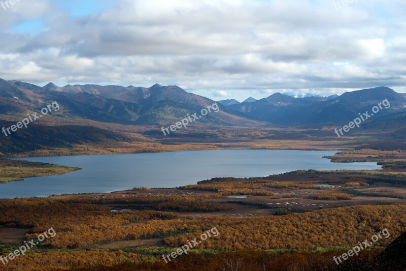 Lake Autumn Mountains Nachikinskoe Lake Kamchatka