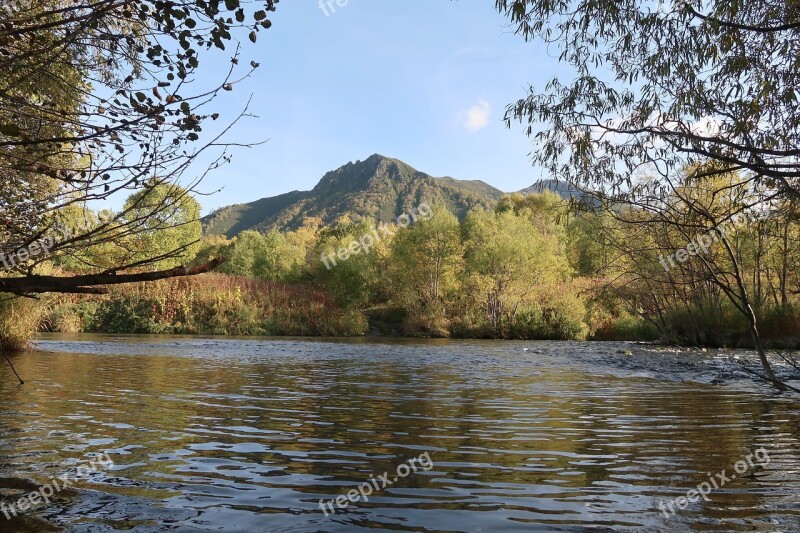 Autumn River Mountains Forest Fall Colors