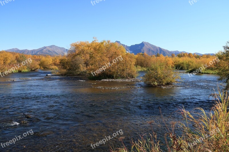 Autumn River Mountains Forest Fall Colors