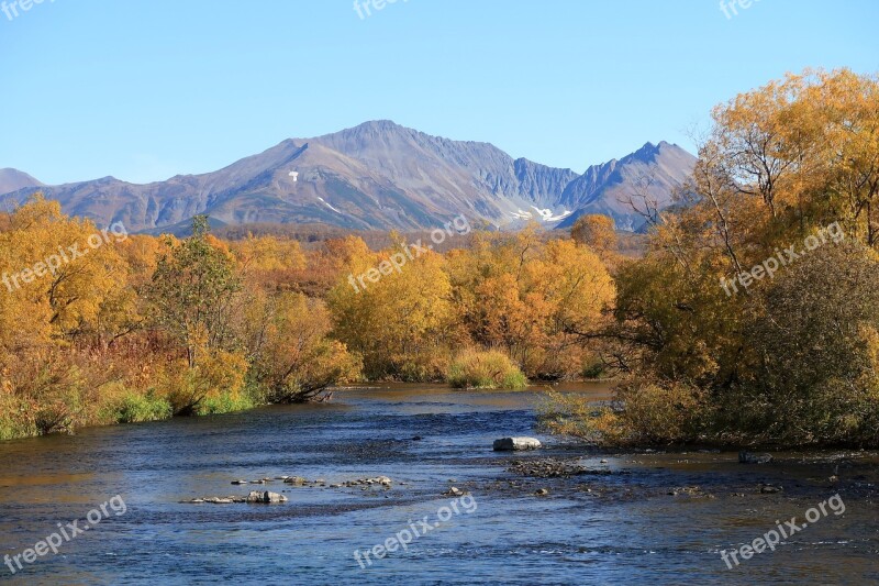 Autumn River Mountains Forest An Ancient Volcano