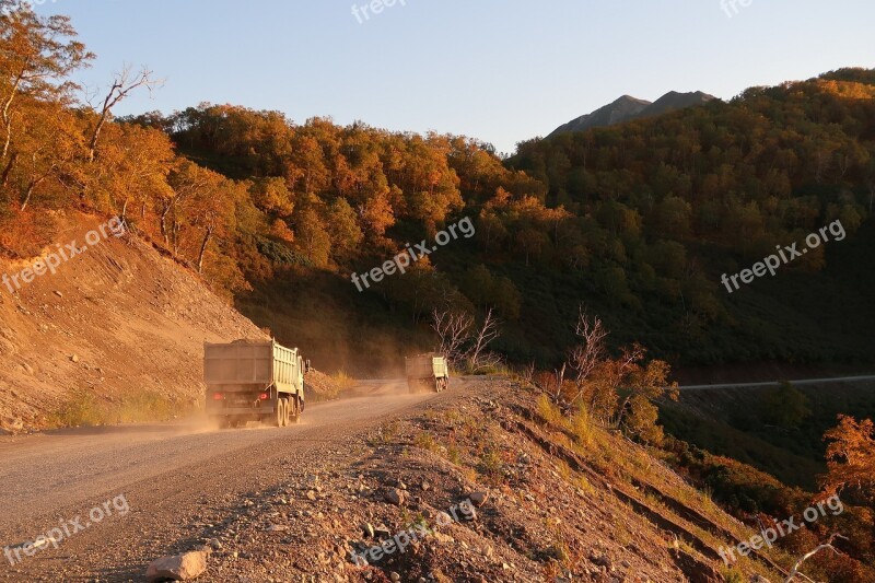 Autumn Mountains Road Serpentine Trucks