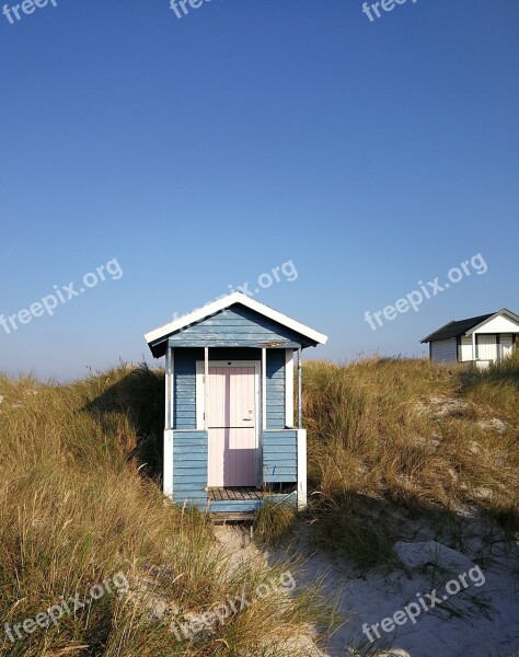 Badehytter Beach Siv Sand Late Summer