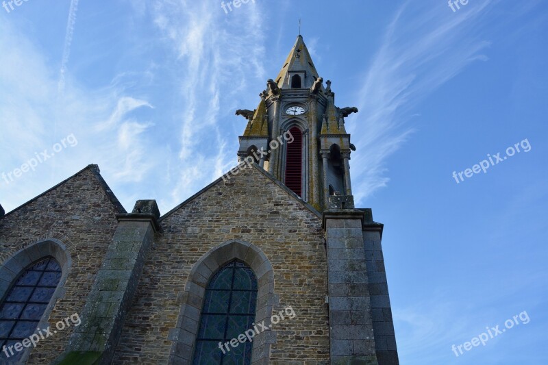 Bell Tower Church Meillac Heritage Gargoyles Building