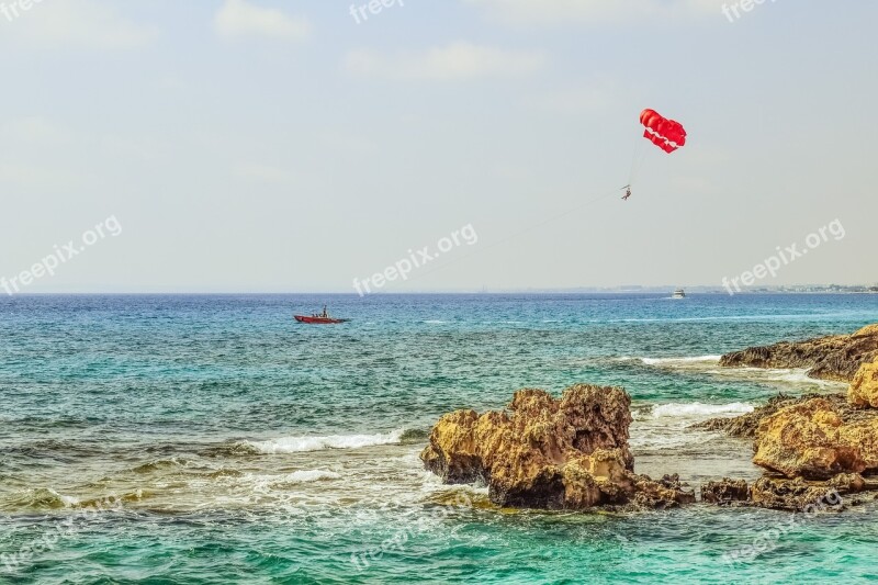 Rocky Coast Sea Landscape Parachute Paragliding