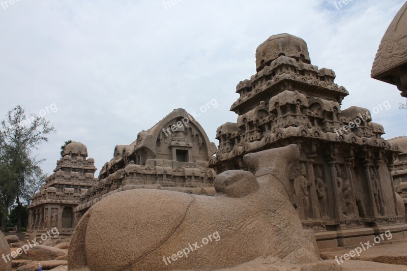 Mahabalipuram Five Rathas Site Stone Works Tn Free Photos