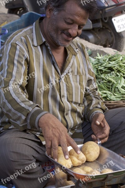 India Street Market Vendor Potatoes Hyderabad