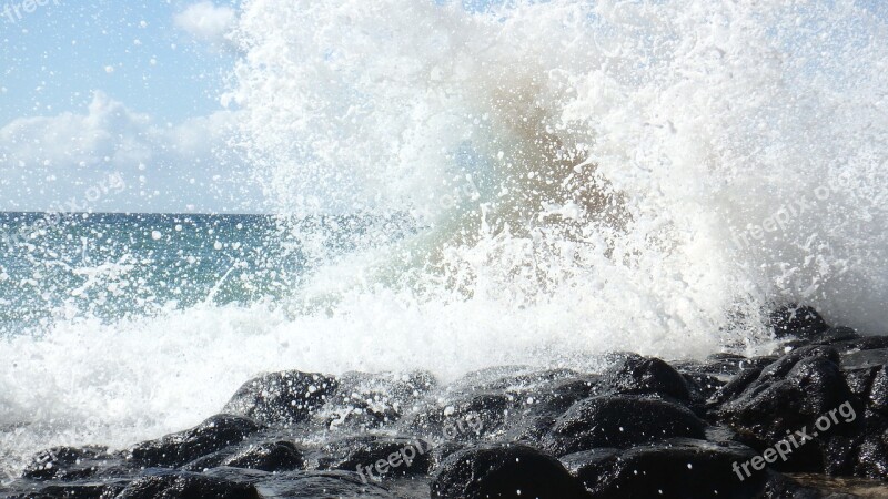 Ocean Black Rock Splash Mayotte Free Photos