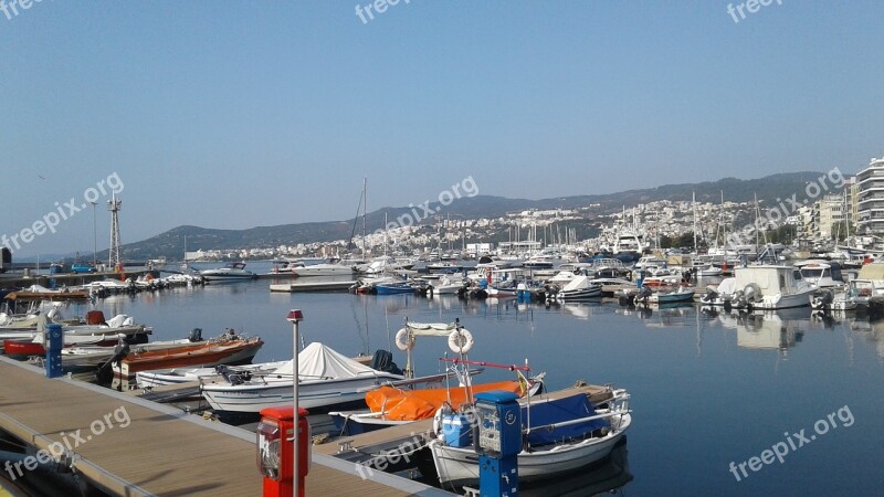 Europe Greece Kavala Sea Boats