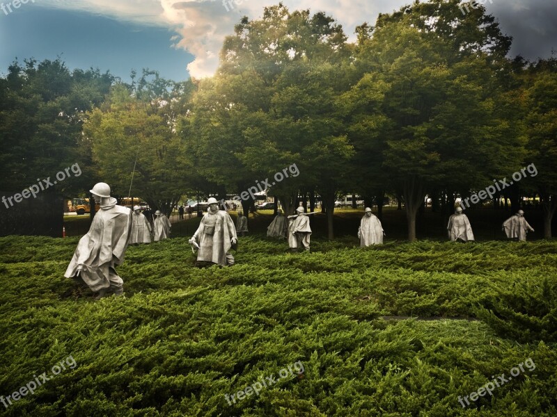 Washington Dc Soldiers Statues Korean War Memorial