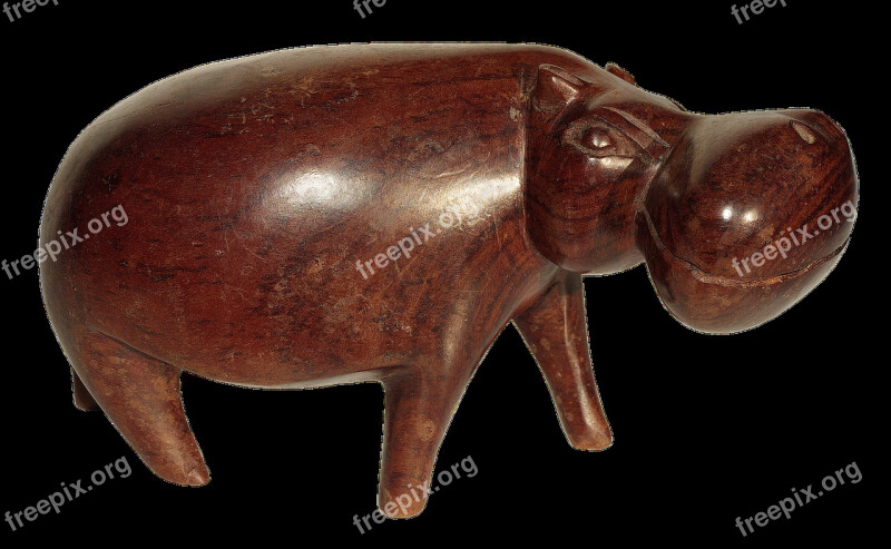 Figure Holzfigur Hippo Animal Figure Wood Carving