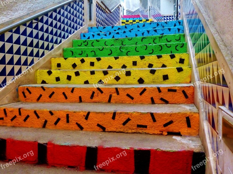 Stairs Colorful Gradually Rise Emergence