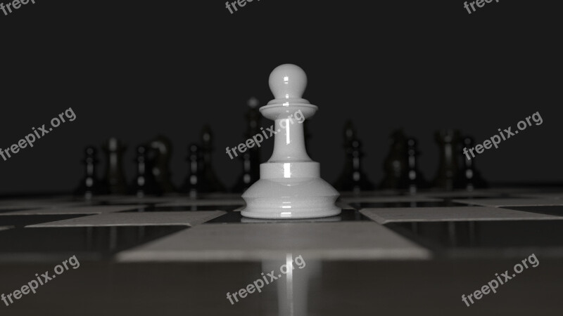 Chess Pawn Alone Chessboard White