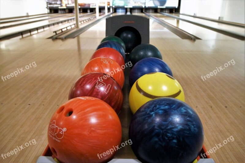 Bowling Bowling Balls Sport Fun Colored Balls