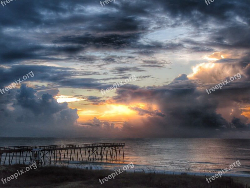 Fishing Pier Ocean Pier Fishing Nature