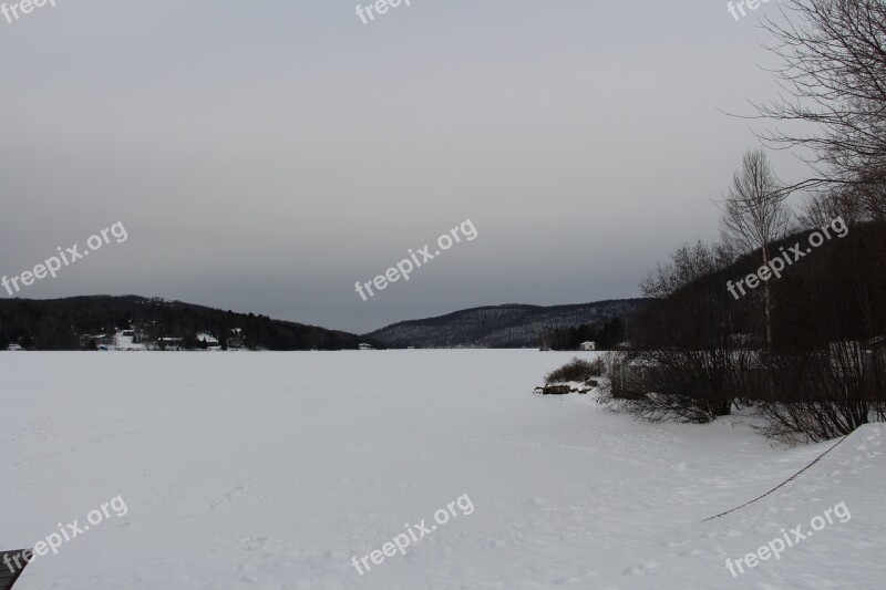 Lake Snow Landscape Québec Free Photos