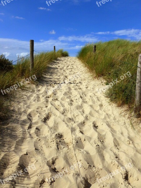 Away Uphill Sky Sand Dunes