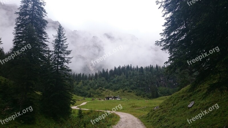 Alpine Alm Away Fog Mountains