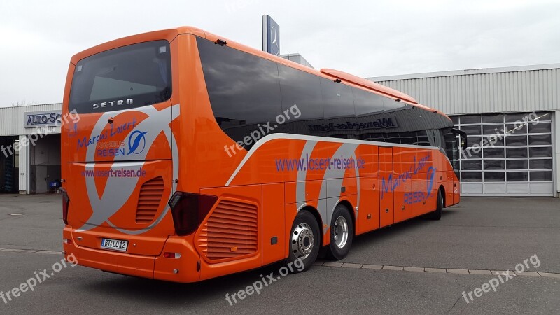 Bus Orange Sky Clouds Travel