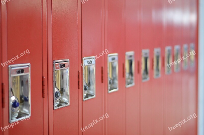 Lockers School High School Red Lockers Free Photos