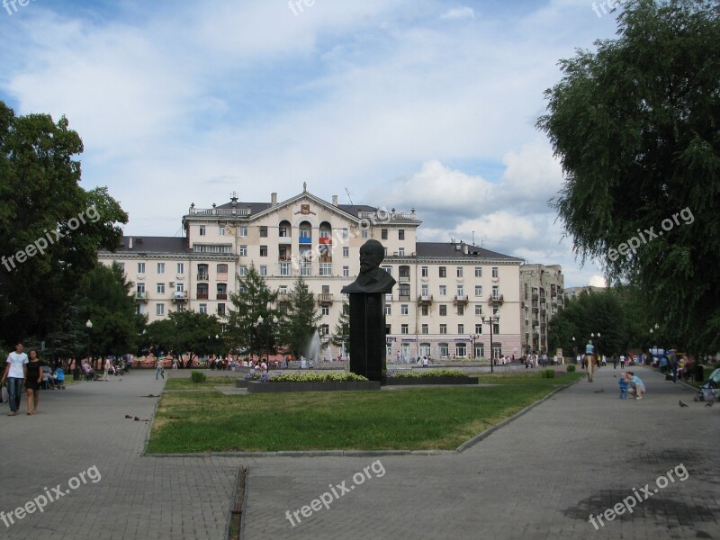 The City Of Perm Square Building Trees Sculpture