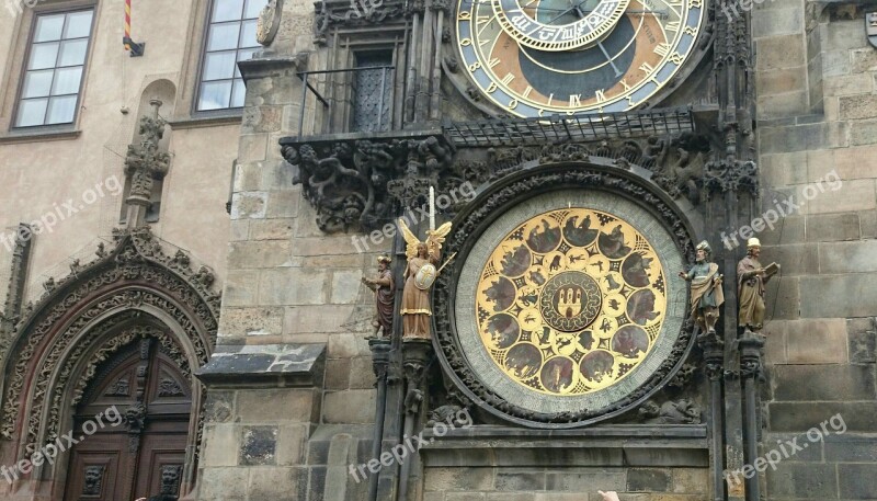 Clock Gilding Monument Prague Time Indicating